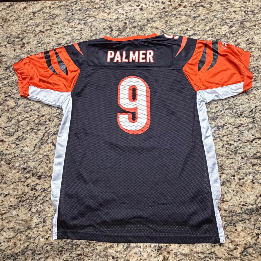 Reebok Cincinnati Bengals Carson Palmer 9 Jersey Boy XL Black Orange NFL ws